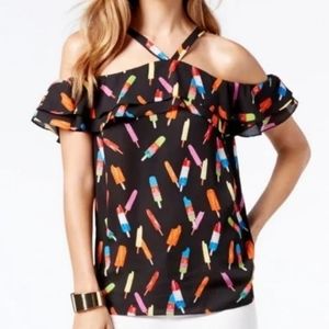 INC Popsicle Cole Shoulder Top NWT